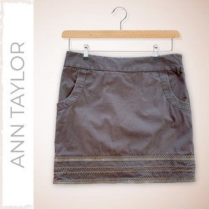 ANN TAYLOR LOFT Brown Cotton + Spandex Skirt